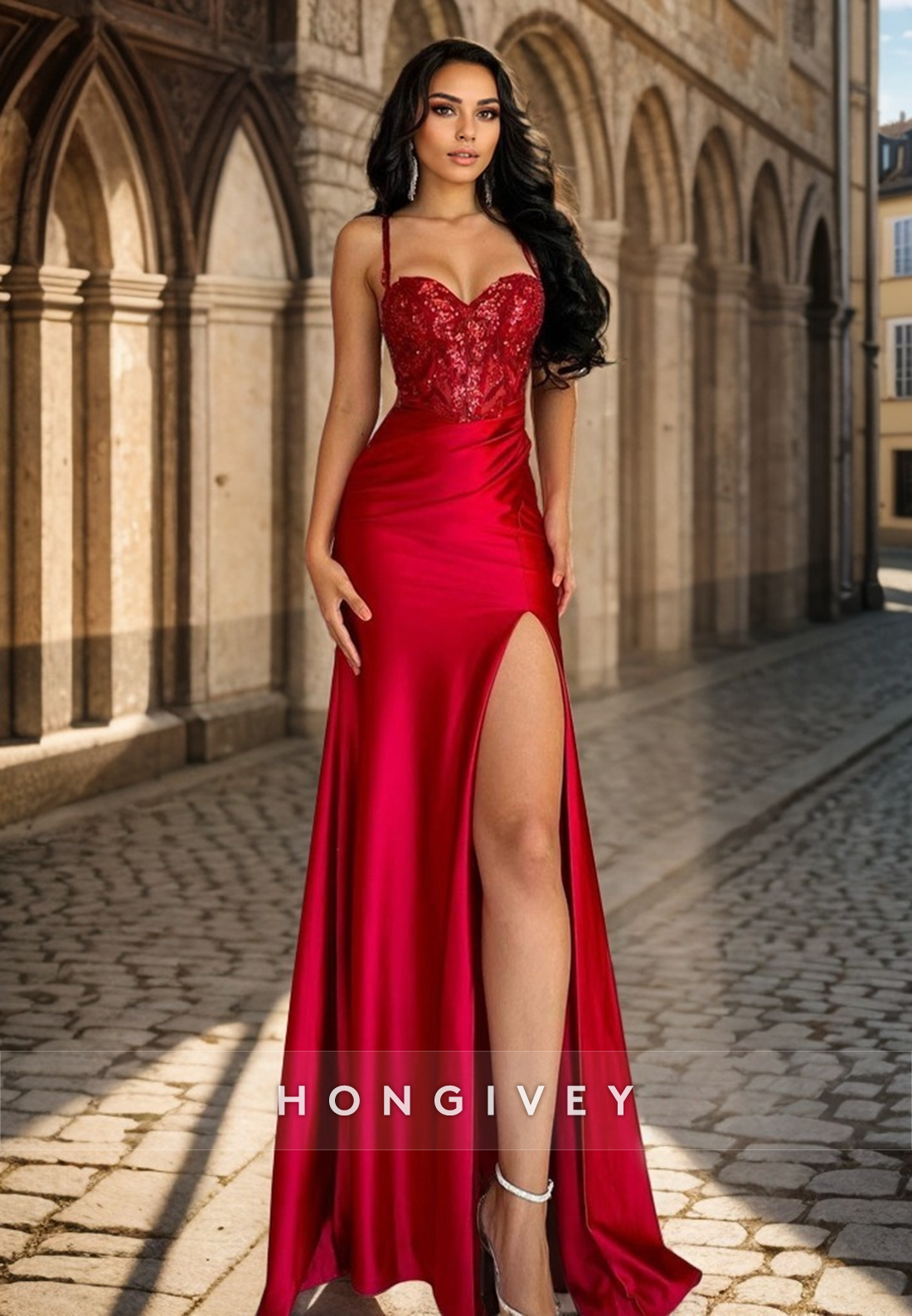 Red sweetheart dress on sale