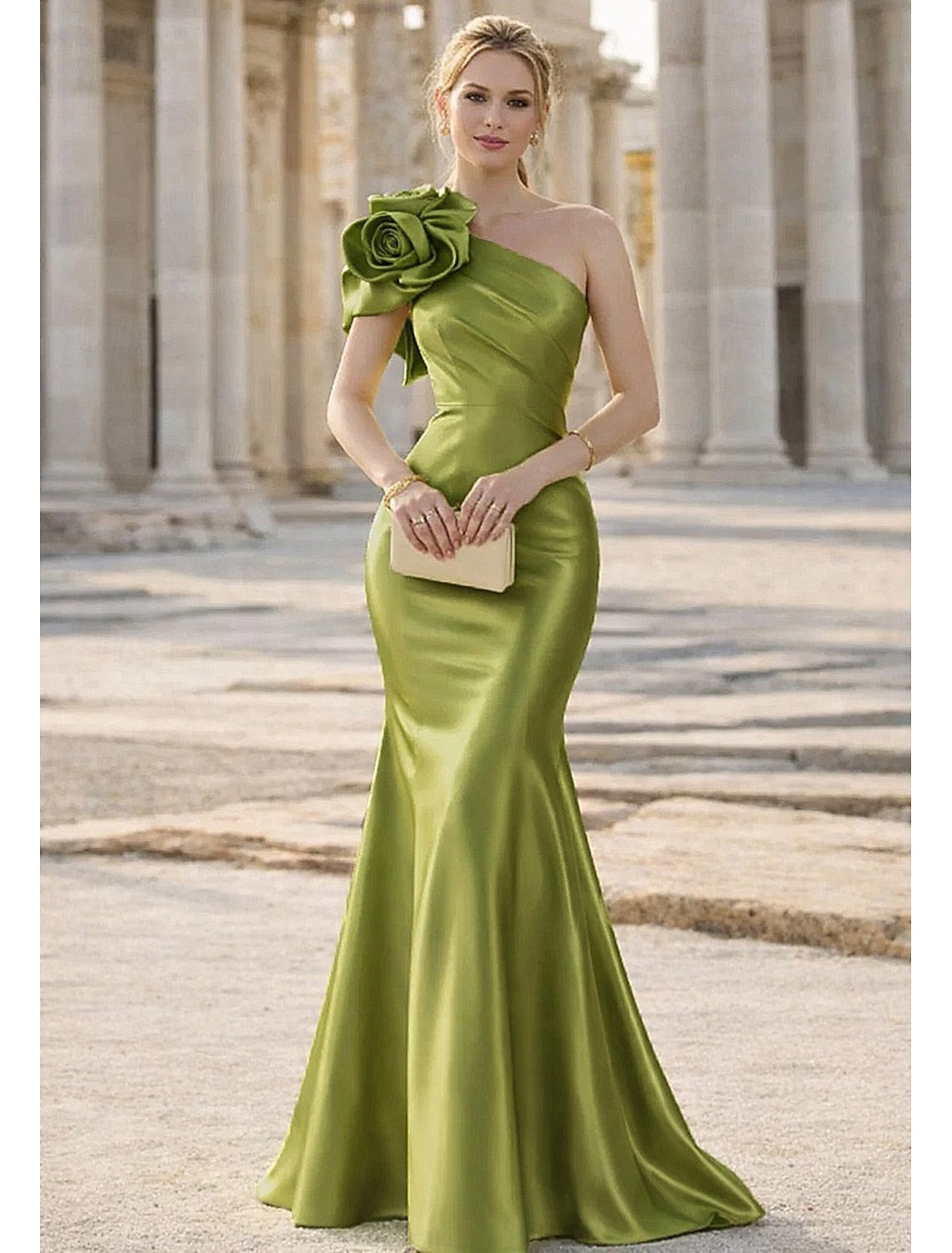 mermaid dress for mother of the bride Flowers One Shoulder Sleeveless Evening Gown Bri Girls Birthday Dresses & The natural waistline creates Size:XS(2) chemise dress