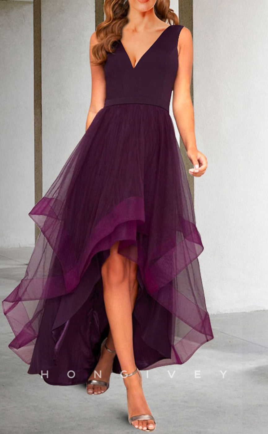 HM216 - A-Line V-Neck Sleeveless High Low Mother of the Bride Dress HM216 - A-Line V-Neck Sleeveless High Low Mother of the Bride Dress