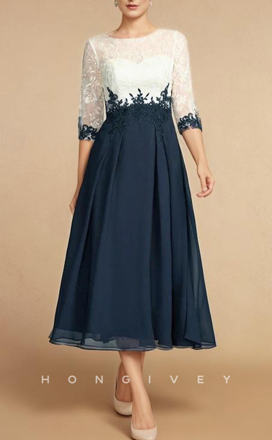 HM218 - A-Line Round Appliques Half Sleeves Mother of the Bride Dress HM218 - A-Line Round Appliques Half Sleeves Mother of the Bride Dress