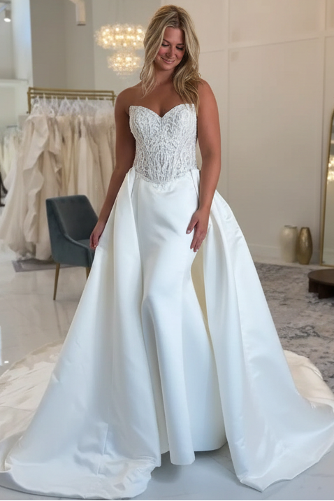 Mermaid Wedding Dress with Lace Corset Bodice