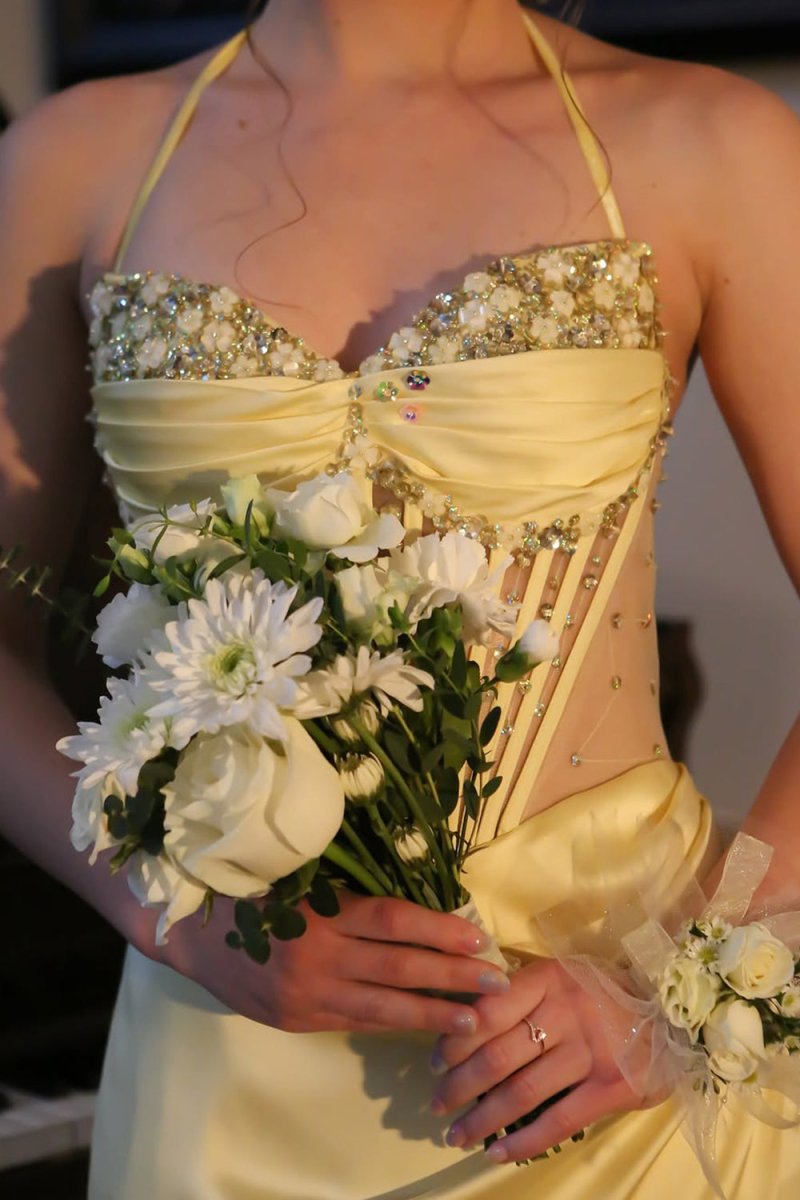 Yellow - Halter Pleated Sheath Satin Long Prom Dresses With Beading