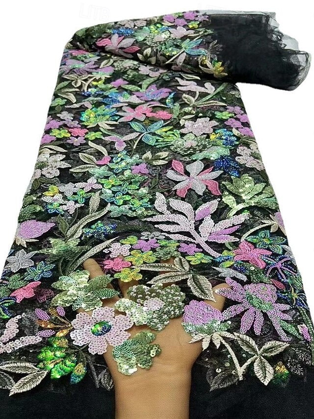 V-Neck Long Sleeve Sequins Sparkle Flowers Mermaid Mother of the Bride Dress