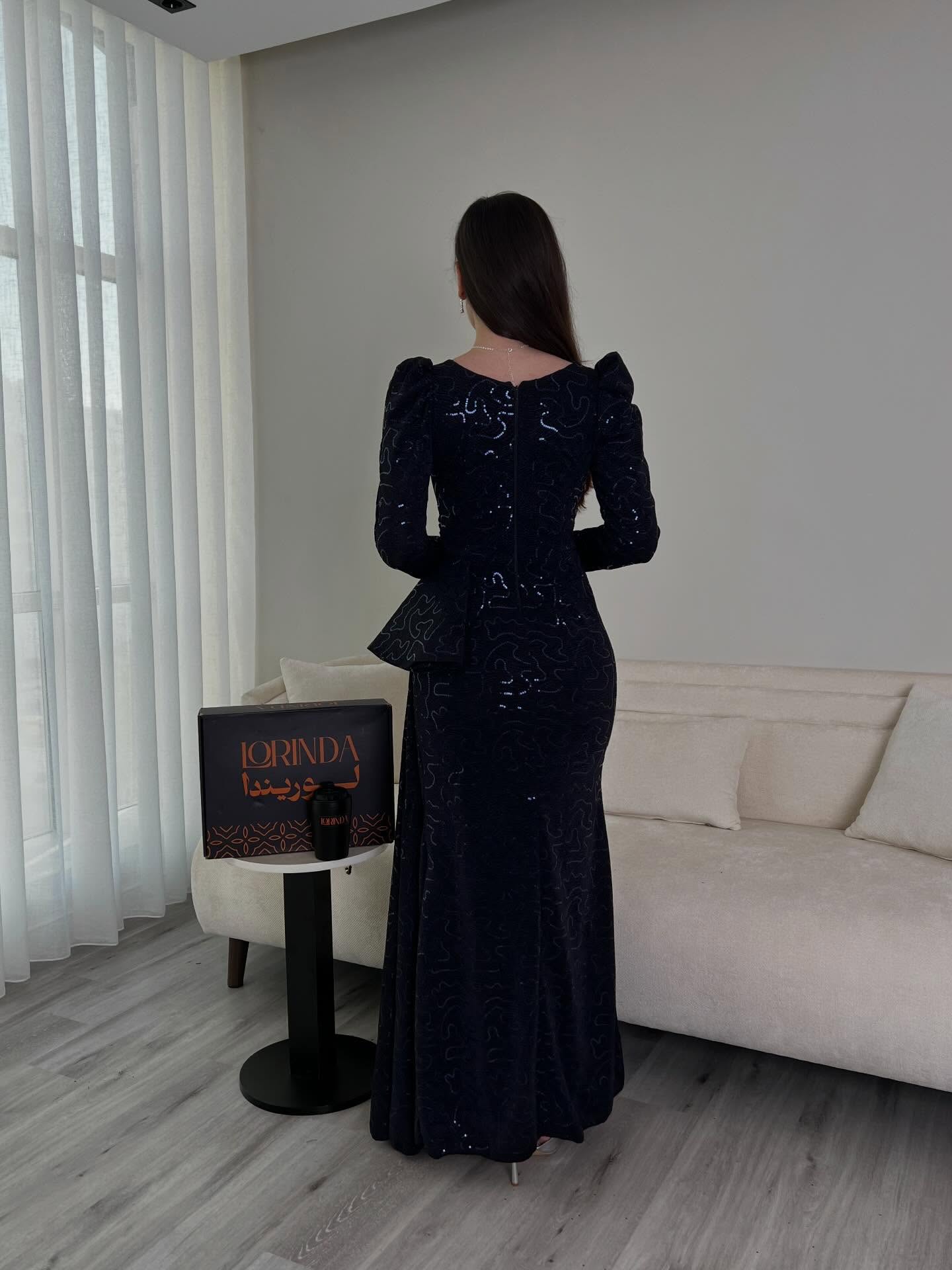 Elegant Sequins Sparkle V-Neck Long Sleeveless Mermaid Evening Dress