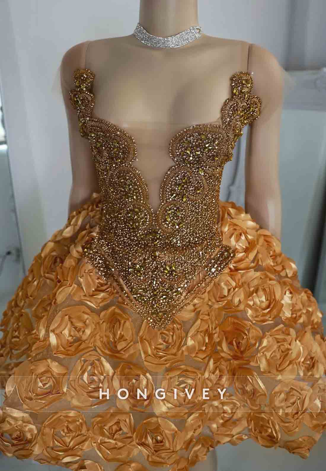 Ball Gown Flowers Beading Scalloped Neck Short Homecoming Dresses
