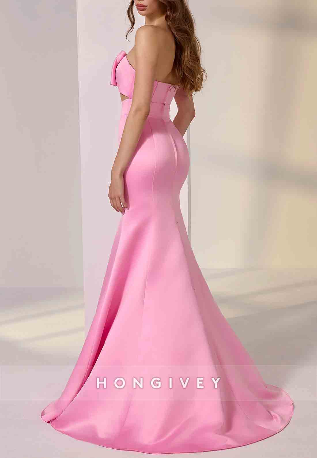 Cute Satin Floor-Length Back Zipper Strapless Mermaid Prom Dresses