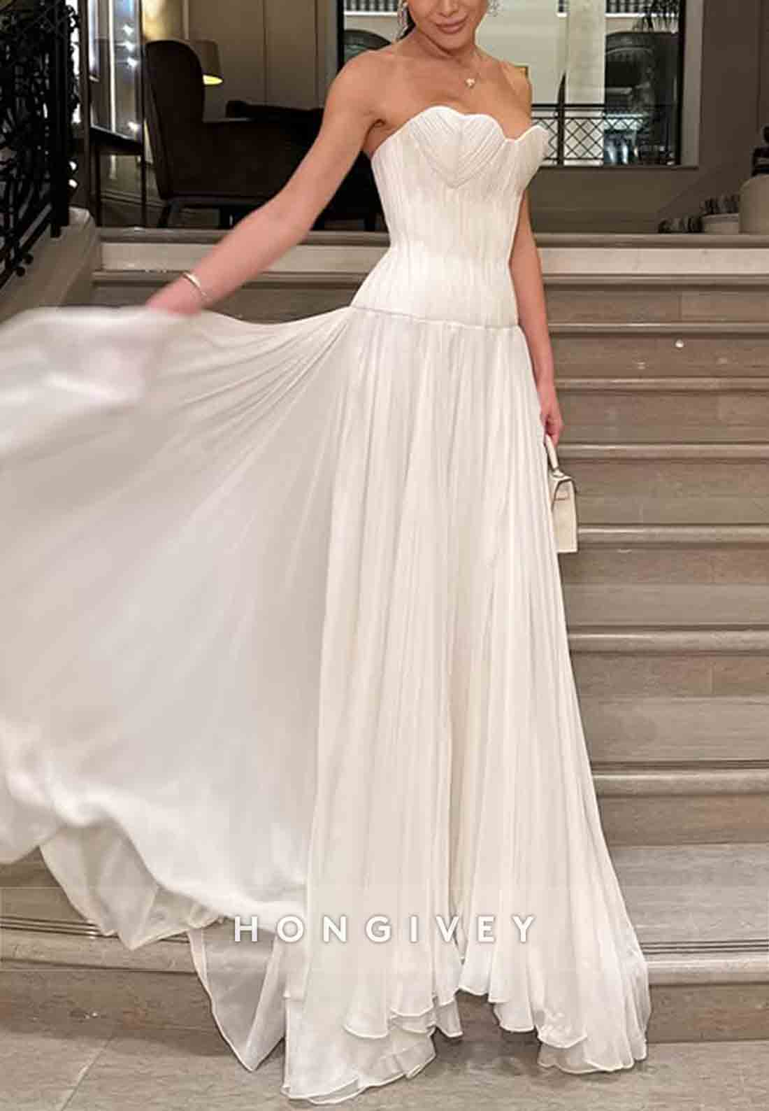 Sweetheart Simple Strapless Floor-Length A-Line Wedding Dresses
