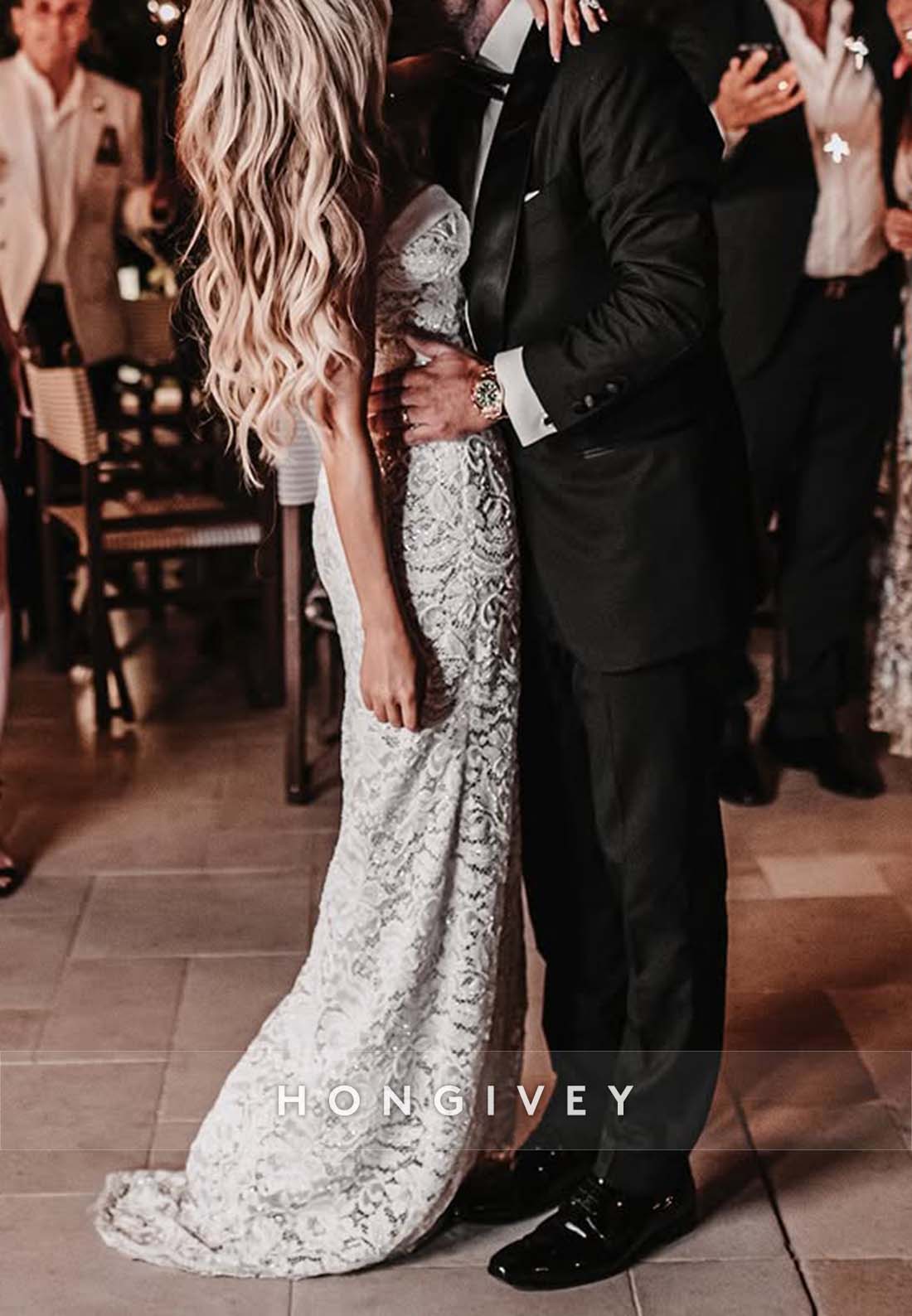 Sheath Floor-Length Lace Sweetheart Strapless Wedding Dresses