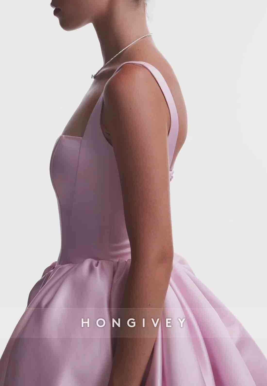 Regular Straps Fitted Party Homecoming Square Crisscross Back Pink Mini Homecoming Dresses