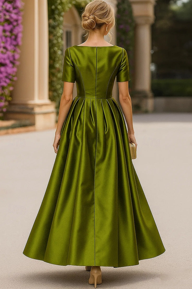 Half Sleeve A-Line Ankle-Length Evening Dress