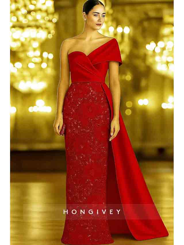 One Shoulder Sequins Mermaid Evening Dress