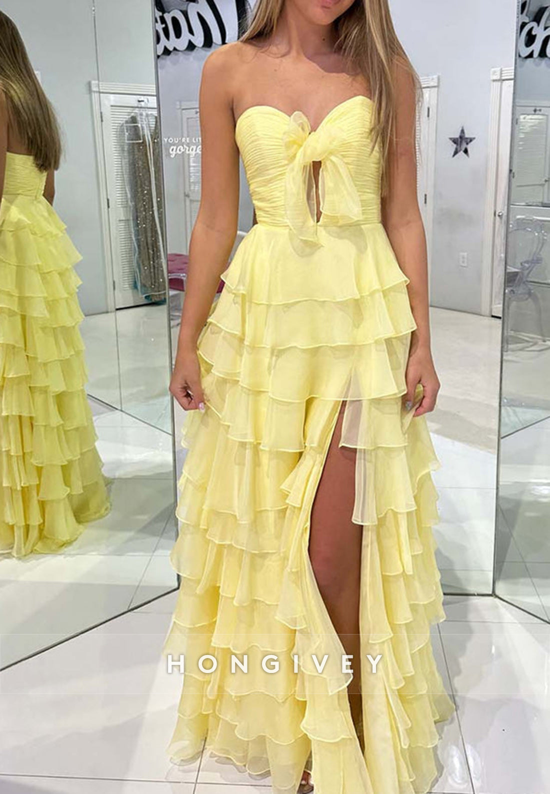 A-Line High Low Floral Embossed Sweetheart Holiday Prom Dresses