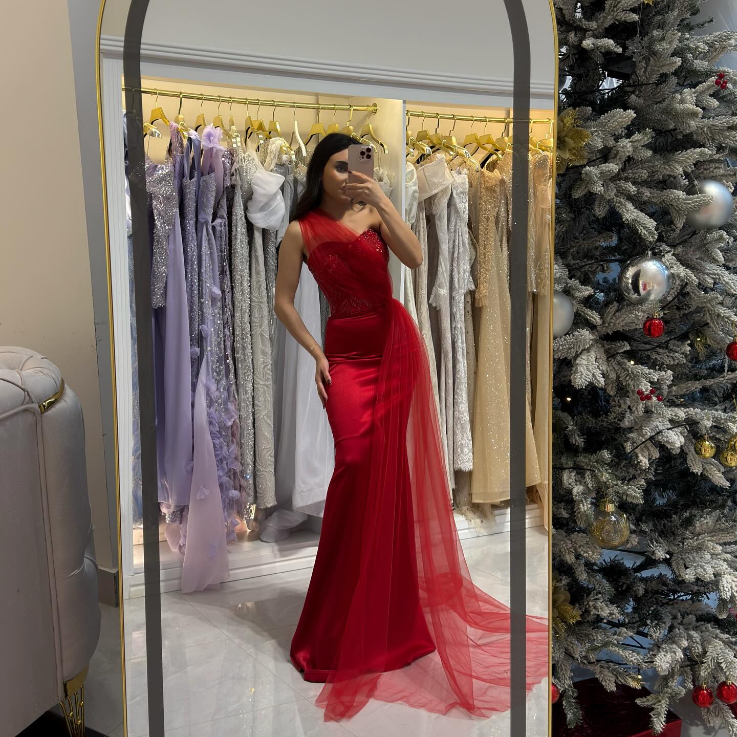 Tulle One Shoulder Sleeveless Mermaid Court Train Evening Dress