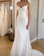 Mermaid V Neck Lace Long Wedding Dresses, Elegant Wedding Dress