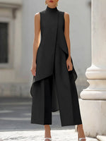 Asymmetric Layered Sleeveless Top Wide-Leg Pants Set