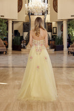 Sweetheart Sequins Flowers A-Line Side Slit Prom Dress