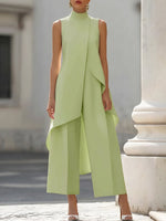 Asymmetric Layered Sleeveless Top Wide-Leg Pants Set