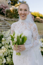 Lace High Neck Long Sleeve Mermaid Floor-Length Wedding Dress