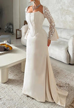 Elegant Lace Long Sleeve Mermaid Floor-length Formal Evening Dresss