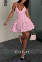 Chic A-Line Spaghetti Straps Pink Short Homecoming Dress with Bowknot