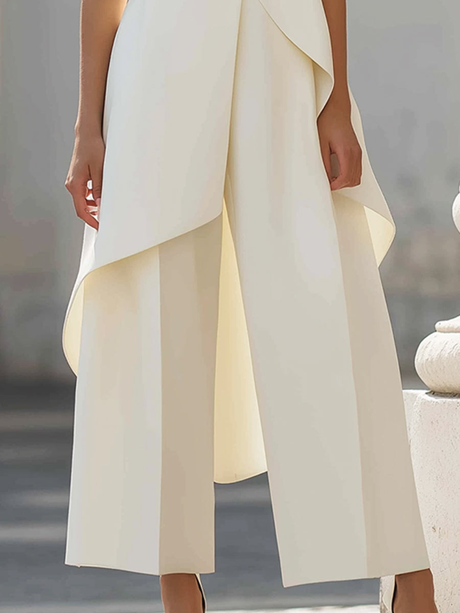 Asymmetric Layered Sleeveless Top Wide-Leg Pants Set