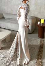 Elegant Lace Long Sleeve Mermaid Floor-length Formal Evening Dresss