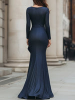 Shimmer Midnight Elegance Draped Mermaid Gown