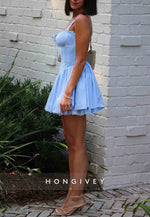 Sleeveless Regular Straps Square Neck Homecoming Dresses with Bowknot