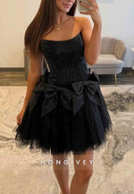 Strapless A-Line Low Back Sleeveless with Bowknot Short Homecoming Dresses