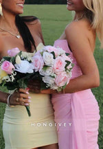 Fitted Strapless Sheath Sweetheart Yellow Short Homecoming Dress with Keyhole