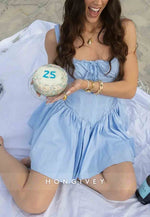 Sleeveless Regular Straps Square Neck Homecoming Dresses with Bowknot