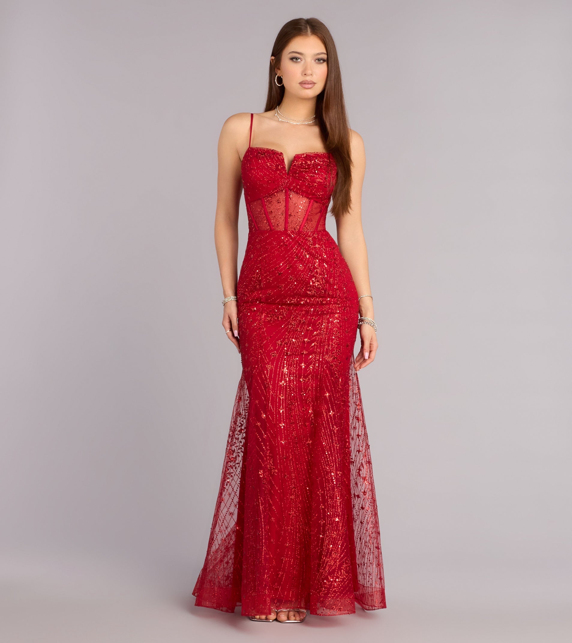 Sandy Glitter Corset Ball Gown