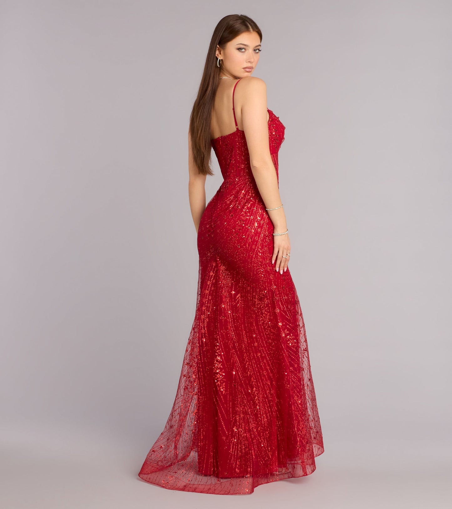Sandy Glitter Corset Ball Gown