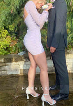 Sweetheart Sheath Yellow Long Sleeves Mini Homecoming Dress with Pearls