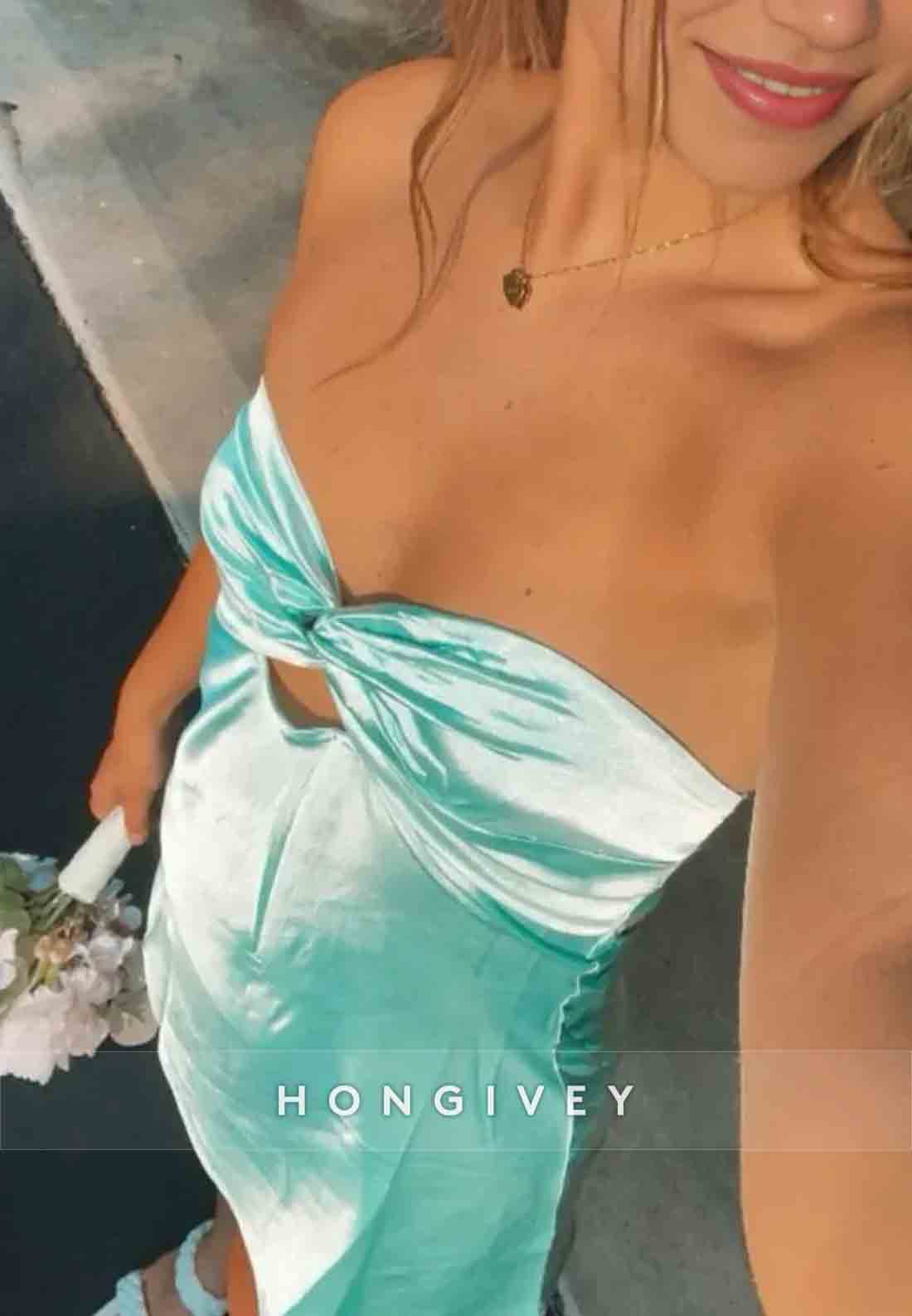 Strapless Stylish A Line Sweetheart Light Green Satin Short Homecoming Dress