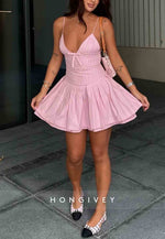 Chic A-Line Spaghetti Straps Pink Short Homecoming Dress with Bowknot