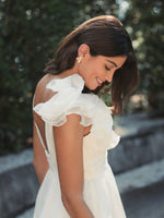 V-Neck Sleeveless Ruffles A-Line Short Mini Wedding Dress