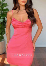 Chic Sheath Spaghetti Straps Yellow Short Homecoming Dress with Ruched