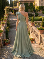 A-Line Pleated Chiffon One Shoulder Floor-Length Mother of the Bride