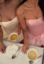 Pink Tie Back Strapless A-Line Sleeveless Pleated Homecoming Dresses