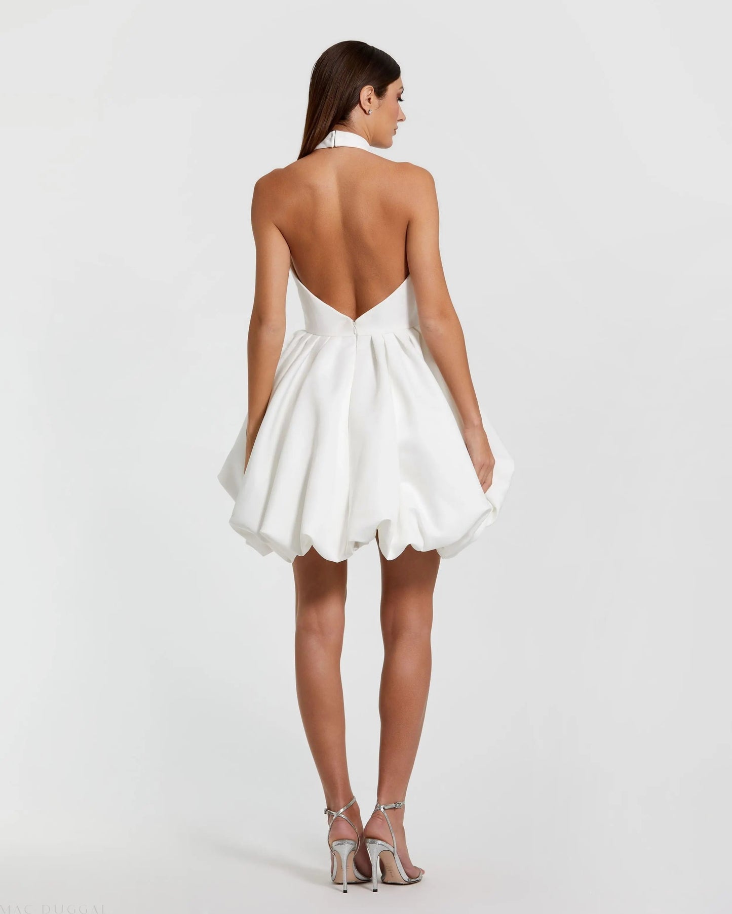 Fashion Halter Sleeveless Backles Flowers A-Line Short Mini Wedding Dress