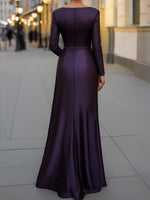 Satin Asymmetric Draped Evening Gown