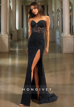 Sexy Trumpet Sweetheart Sleeveless Appliques  Long Prom Dress