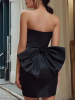Strapless Mini Dress With Sculptural Bow Back Detail