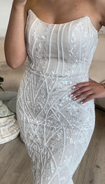 Detachable Lace Long Sleeve Mermaid Sequins Sparkle Evening Dress