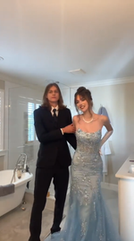 Mermaid Long Blue Tulle Evening Dress Long Prom Party Dress