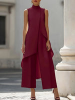 Asymmetric Layered Sleeveless Top Wide-Leg Pants Set