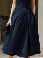 Sleeveless Wrap Midi Dress With Structured Stand Collar