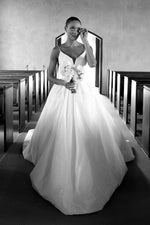 Elegant A-Line V Neck Satin Wedding Dresses
