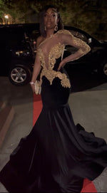 Hidais Black Sexy Elegant Embroidery One Shoulder Mermaid Long Prom Dress